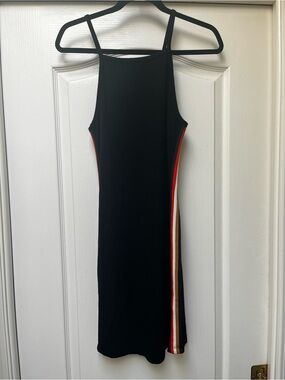 Bershka Black Midi Dress with Stripes